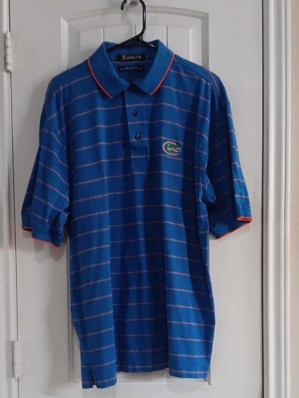 Vtg 90s Florida Gators Divots Players Edition Pima Cotton Striped Polo Shirt L